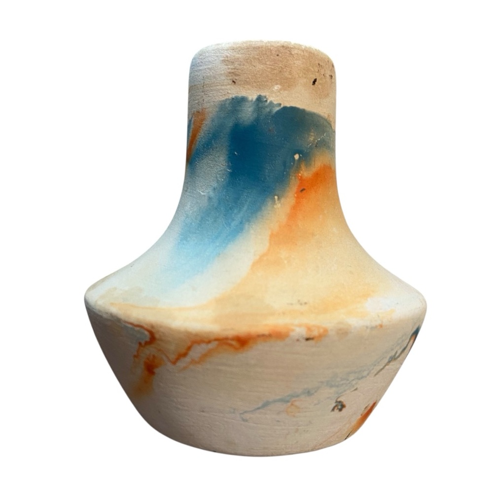 Native American Vintage Nemadji Pottery Bud Vase Clay Swirl